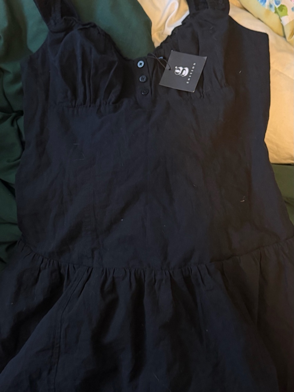 Garage Black Mini Dress with Button Front